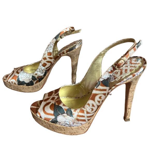 Aldo open toed espadrille sling back floral print heels size 6 - Picture 5 of 10
